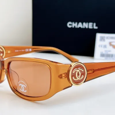 CHANEL square frame glasses orange color size 56-18-137