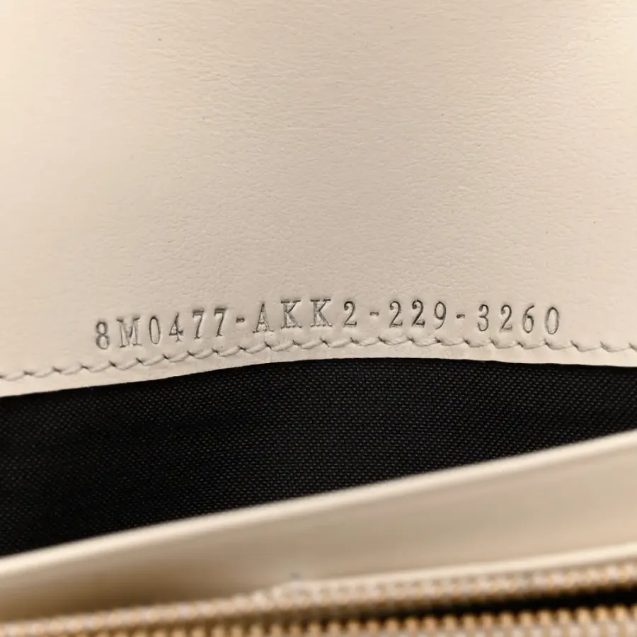 Fendi Metal Fendi Roma Logo Chain Continental Wallet White Kyoto Vitello Leather Gold Hardware