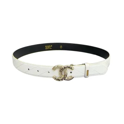 Chanel Women's CC Belt In Black/White/Beige/Red Lambskin With Gold/Silver Hardware 30mm