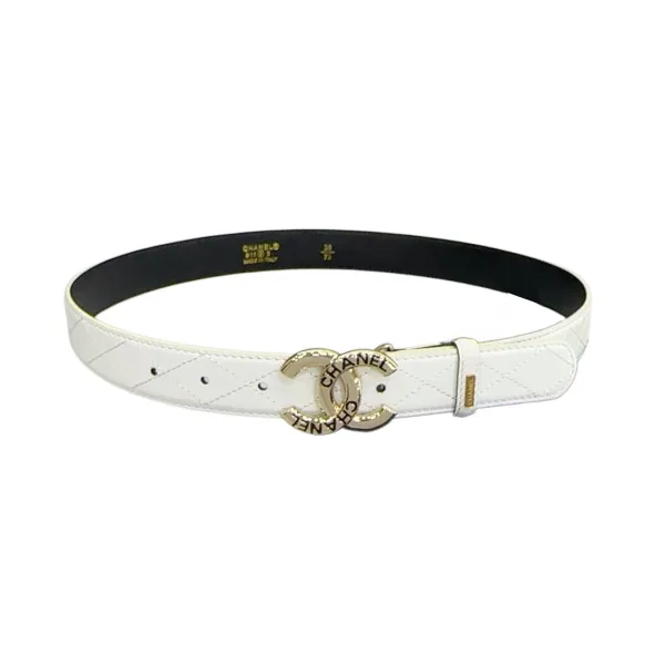 Chanel Women's CC Belt In Black/White/Beige/Red Lambskin With Gold/Silver Hardware 30mm - Image 5