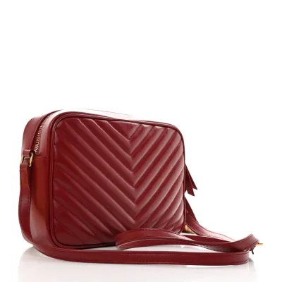 Saint Laurent Medium Lou Camera Bag Opyum Red Monogram Calfskin Matelasse Leather Gold Hardware
