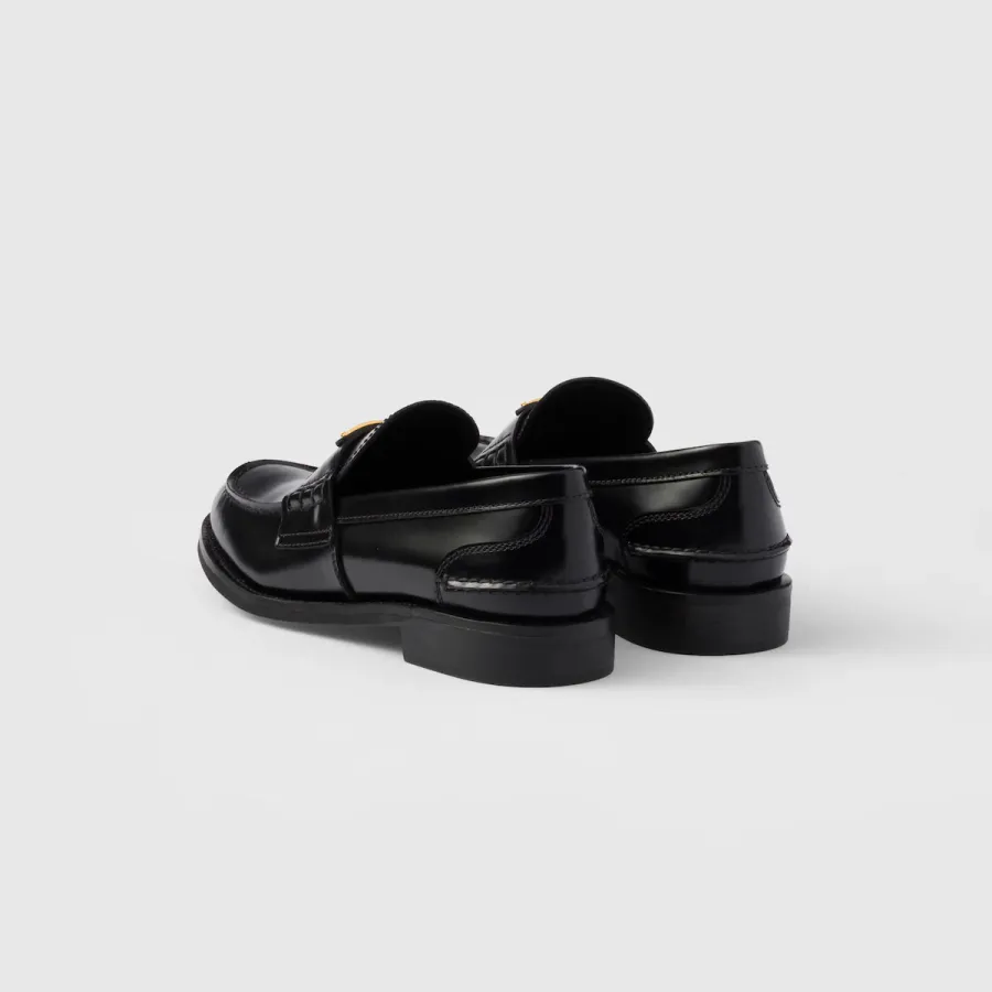 PRADA Black shiny leather loafers