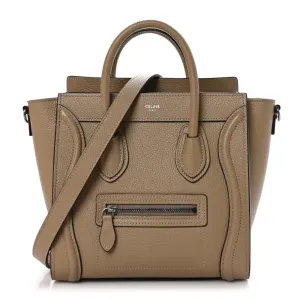 Celine Nano Luggage Bag Dune Drummed Calfskin Leather