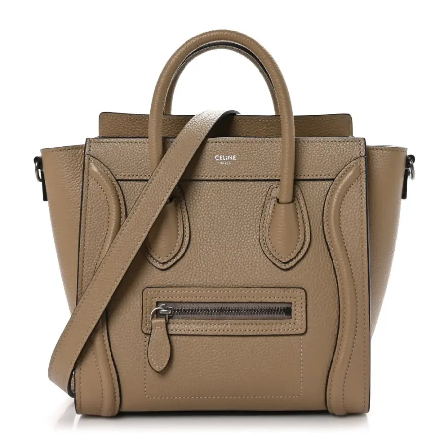 Celine Nano Luggage Bag Dune Drummed Calfskin Leather