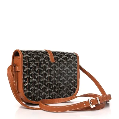 Goyard Belvedere II PM Messenger Bag Black/Gold Goyardine Canvas Silver Hardware