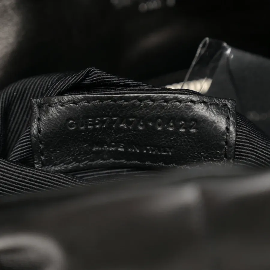 Saint Laurent Small Loulou Chain Satchel Black Quilted Puffer Monogram Lambskin Leather Silver Hardware