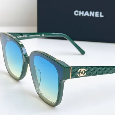 CHANEL square frame glasses blue-green gradient/black color size 65-16-145