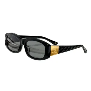 CHANEL square frame glasses black gold color size 52口18-145