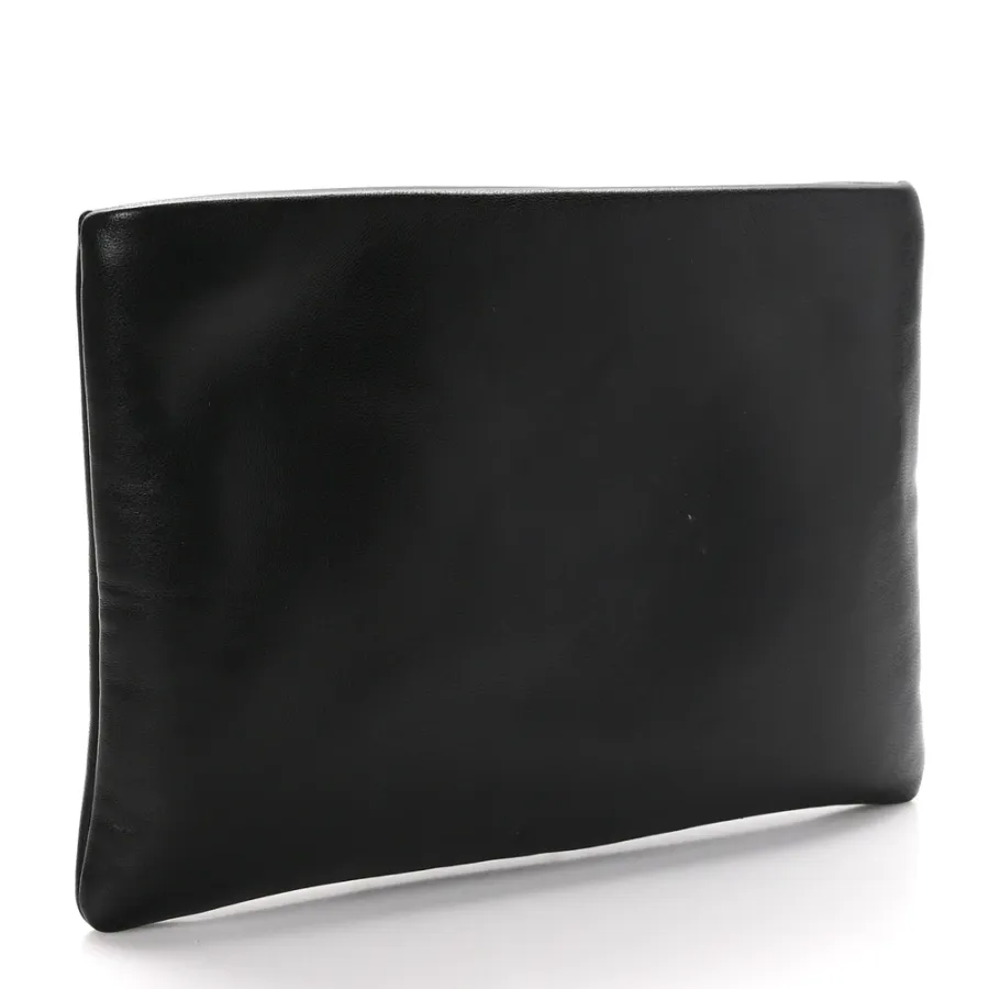 Saint Laurent Small Calypso Pouch Black Lambskin Leather Aged Gold Hardware