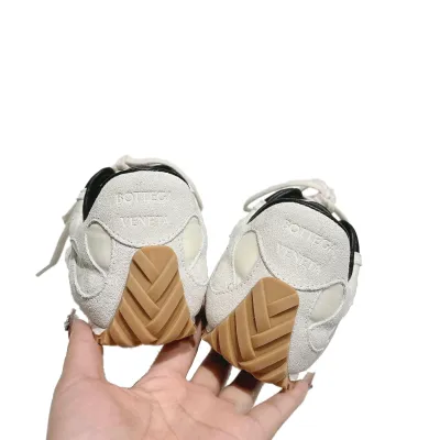 Bottega Veneta Orbit Flash Sneakers In Ice/Black Suede And Nylon Lace-Up Sneaker With Leather Trims