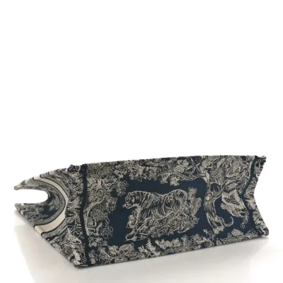 Dior Large Toile De Jouy Dioriviera Book Tote Blue Reverse Embroidered Canvas