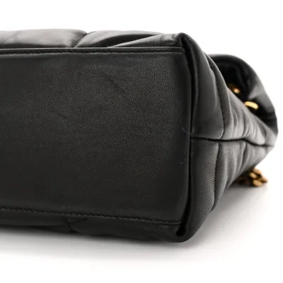 Saint Laurent Small Loulou Chain Satchel Black Quilted Puffer Monogram Lambskin Leather Gold Hardware