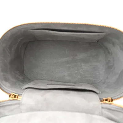 Dior Small DiorTravel Vanity Case Grey Cannage Lambskin Leather Gold Hardware