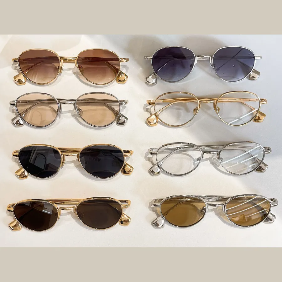 Bottega Veneta glasses silver/gold/apricot/rust/brown/tawny/black gold/eggplant color Size 53口21-140
