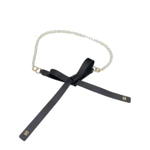 Chanel Women's Pearls Chain Belt In Black Lambskin With Gold Hardware
