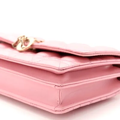 Dior Mini My Dior Top Handle Clutch Antique Pink Cannage Lambskin Leather Gold Hardware