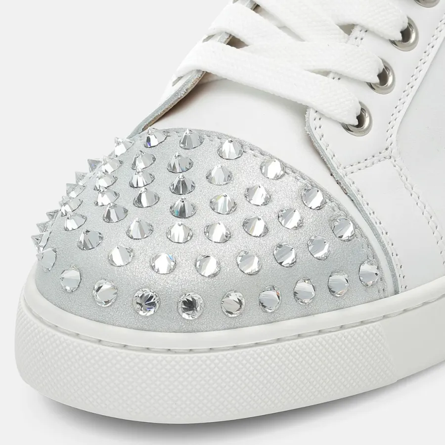 Christian Louboutin white Studded suede sneakers