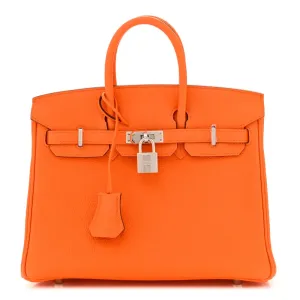 Hermès Birkin 25 Orange Minium Togo Leather Silver Hardware