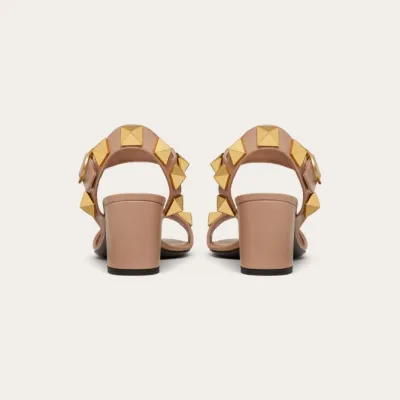 VALENTINO Rivet calfskin platform sandals (heel height 6cm)