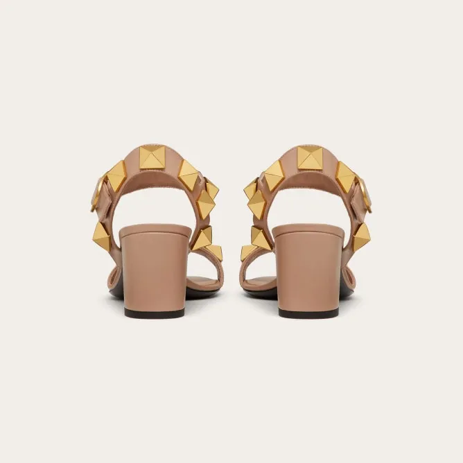 VALENTINO Rivet calfskin platform sandals (heel height 6cm)