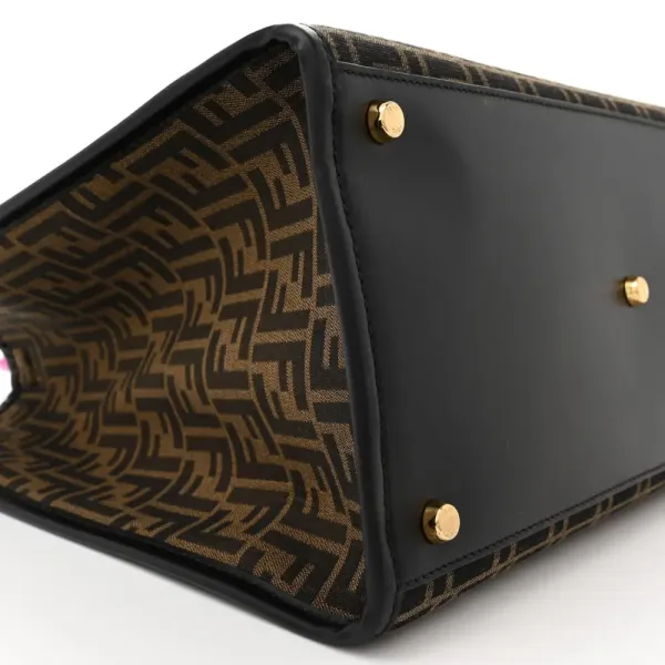 Fendi Large Fendace FF Medusa Studded Fendi Sunshine Shopper Tote (F x V) Marrone/Fuxia Jacquard Fabric, Calfskin Leather, & Plexiglass Gold Hardware - Image 4