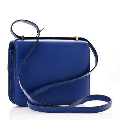 Hermès Constance 18 Bleu Bleu Électrique Tadelakt Leather Gold Hardware