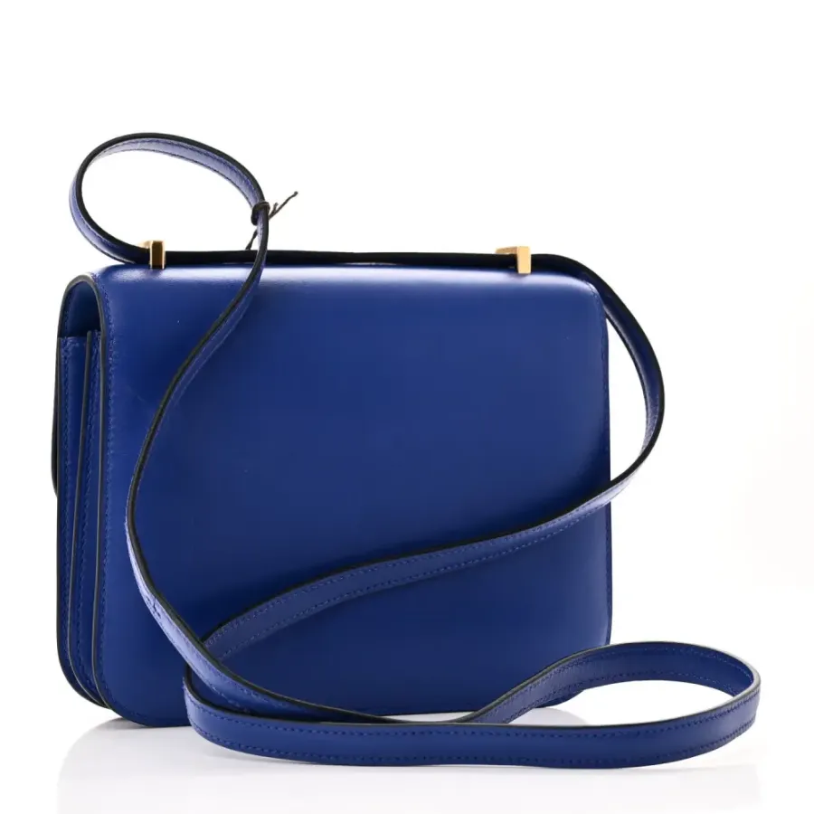 Hermès Constance 18 Bleu Bleu Électrique Tadelakt Leather Gold Hardware