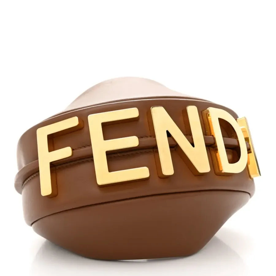 Fendi Mini Fendigraphy Hobo Bag Brandy Matte Grace Vitello Leather Gold Hardware