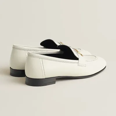 HERMES Paris White Loafers
