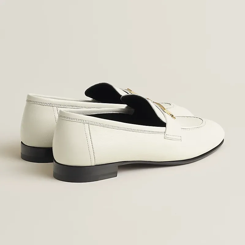 HERMES Paris White Loafers