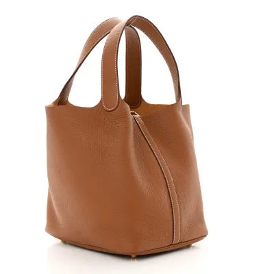 Hermès Picotin Lock 22 MM Brown Taurillon Clemence Leather Gold Hardware