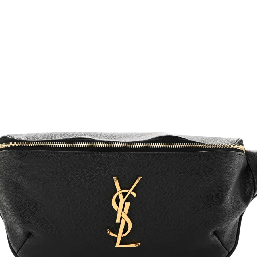 Saint Laurent Small Belt Bag Black Monogram Grain De Poudre Leather Gold Hardware