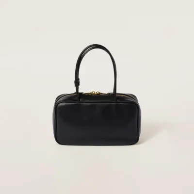 Miu Miu Calfskin Leather Beau Black Top-Handle Bags