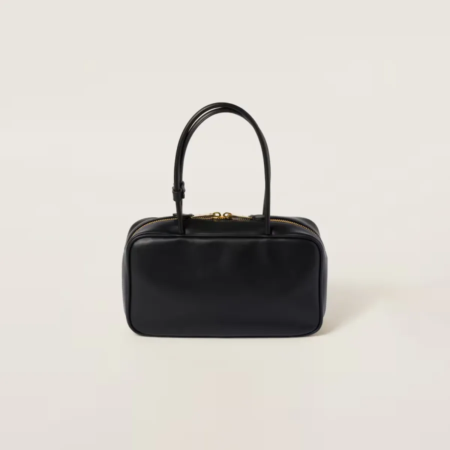 Miu Miu Calfskin Leather Beau Black Top-Handle Bags