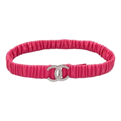Chanel Women's CC Various Buckles Belt In Pink Lambskin With Gold/Silver Hardware 30mm