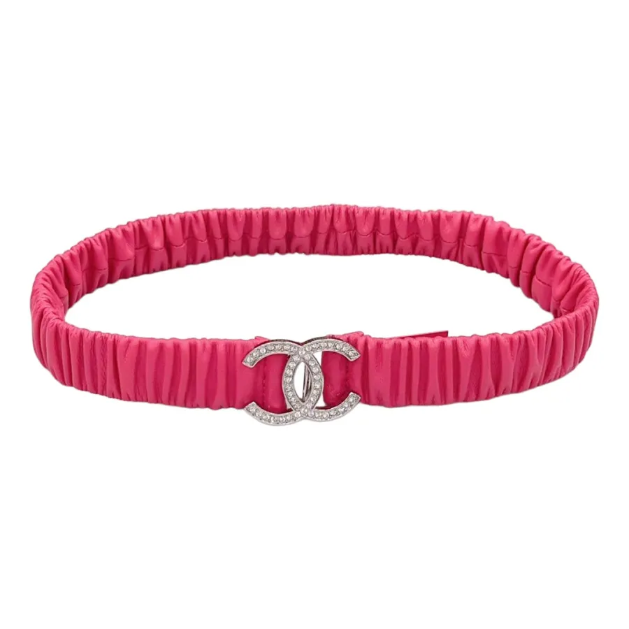 Chanel Women's CC Various Buckles Belt In Pink Lambskin With Gold/Silver Hardware 30mm