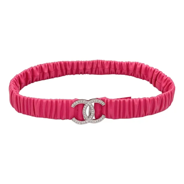 Chanel Women's CC Various Buckles Belt In Pink Lambskin With Gold/Silver Hardware 30mm - Image 3