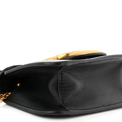 Valentino Garavani Micro VLogo Locò Shoulder Bag Black Calfskin Leather Gold Hardware