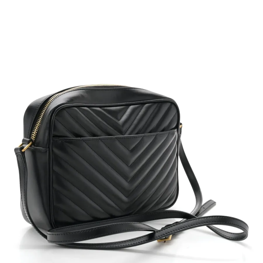 Saint Laurent Medium Lou Camera Bag Black Monogram Calfskin Matelasse Leather Gold Hardware