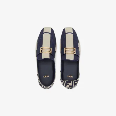 FENDI Blue canvas loafers