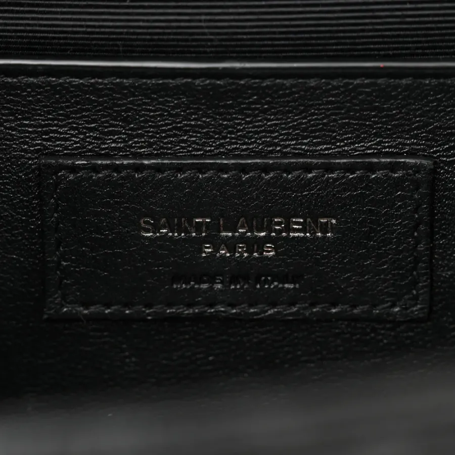 Saint Laurent Medium Satchel Black Triquilt Monochrome Monogram Grain De Poudre Textured Mixed Matelasse Leather Black Hardware