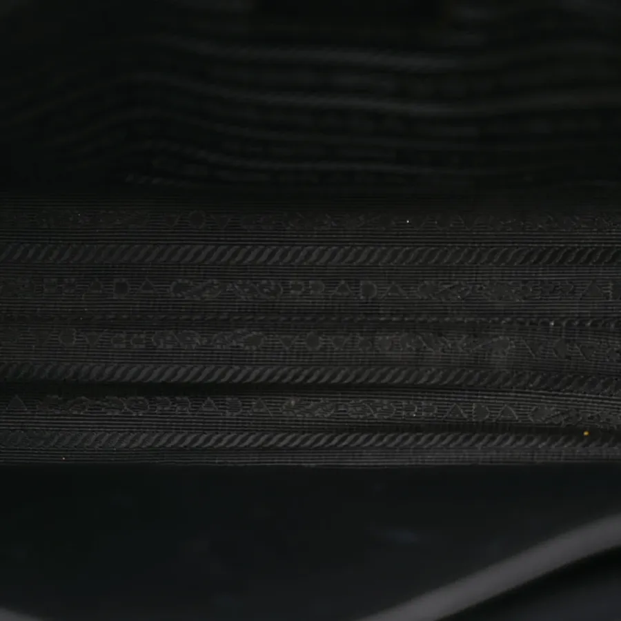 Prada Small Triangolo Symbole Embroidered Tote Black and Corda Jacquard Saffiano Leather Gold Hardware