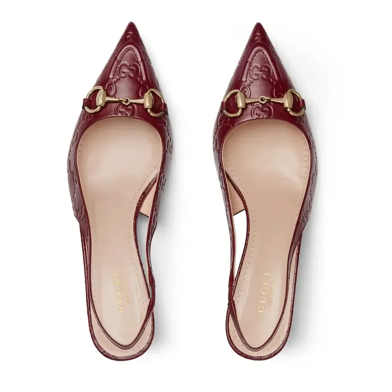 Gucci red pointed slender heel high heels shoes Rear lace up high heels