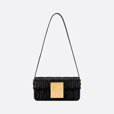 Dior Miss Dior Flap Bag In Black Quilted Miss Dior Allover Calfskin With Gold Hardware