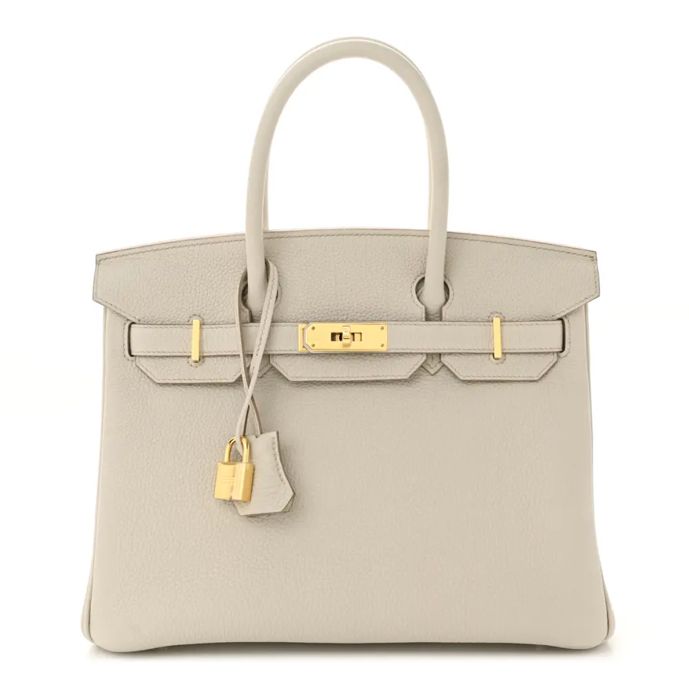 Hermès Birkin 30 Beton Couro Togo Hardware Dourado