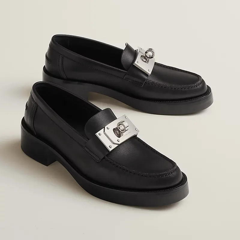 HERMES Hot Black Loafers