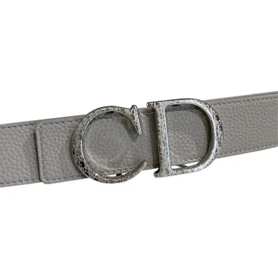Dior Men' s 30 Montaigne Belt In Grey/BlackWhite Grained Calfskin With Silver/Gold/Black Hardware 35mm