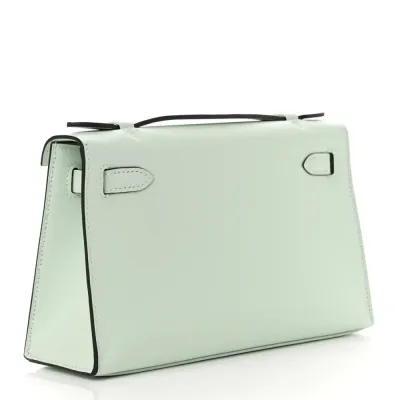 Hermès Kelly Pochette Clutch Vert Peppermint Swift Leather Palladium Hardware
