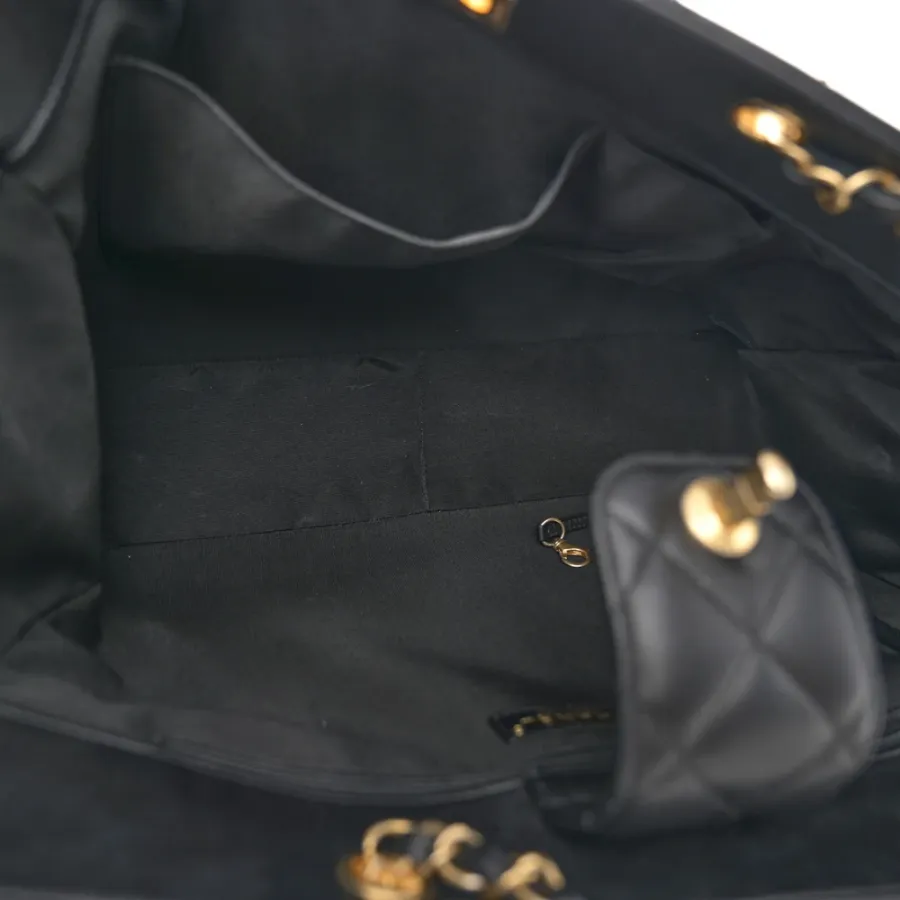 Chanel Classic Shopping Tote Large Black Quilted Calfskin Leather Gold Hardware