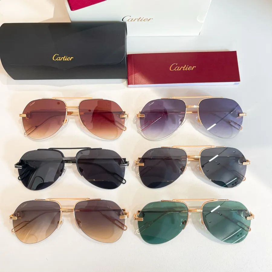 Cartier Pilot glasses black gold/black/brown/grey brown/eggplant/green color Size 59口18-135